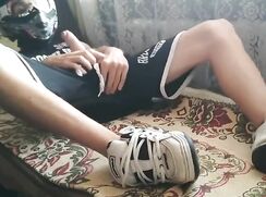 Motor cycle helmet wank and cum