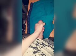 my shaved uncut cock cum on my boxer