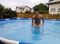 Naked in out of the pool