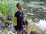 Naughty Teen Boy Jerking off by the river gay porn