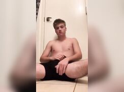 Odd sock sweet ass wanker boy cum in bathroom