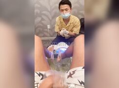 pedicurist observes my hard cock