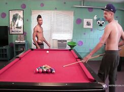 Playing pool and they fuck