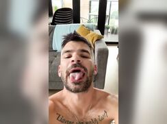 Playing with jizz in the mouth