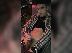 Public - Boy risky wank in bar