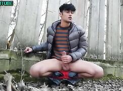 Sabian: Boy wanks in the yard
