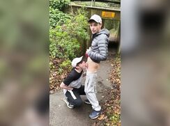 Sabian: Giving blowjob in the woods
