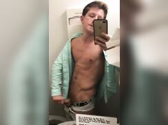 Selfie - Jerks and Cums in Restroom 204