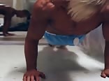 Sensual blonde stud shows muscles off  