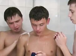 Shower trio have fun