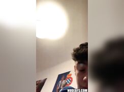 Showing his uncut dick