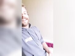 Smiling Blond Bearded Gay Cums all over his Sweatshirt 239