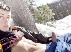 Snowboarder Danny blows his load on the slopes