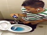 Spying on asian teen wanking in toilet