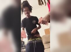 Straight friends play with toys together. Get caught