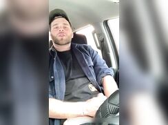 Straight guy blows a load in his car