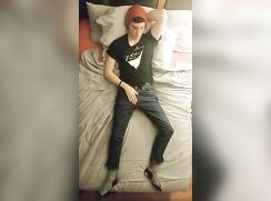 Strip naked on the bed