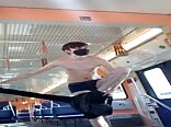 Strips and wanks on the train boys porn