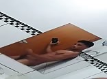 Stroking out a load in front of the mirror 