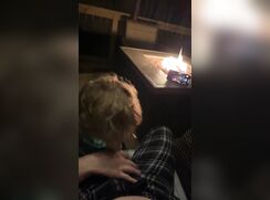 Sucking dick by the fire pit