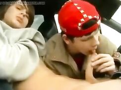 Sucking friend's dick in the car