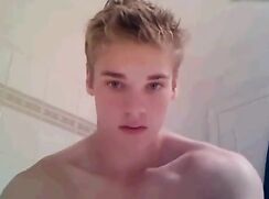 supercute face blonde bathroom wank
