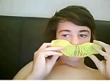 Sweet cam boys porn uses a slinky to wank his dick
