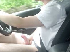 [T39]-[05] Teen jerking off while driving and cumming on the road