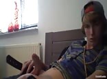 Tall skinny boys porn wanks his curved dick