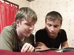 Tanned twink fucked by pale guy