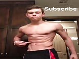 Teen Aesthetic bodybuilder flex his muscles 