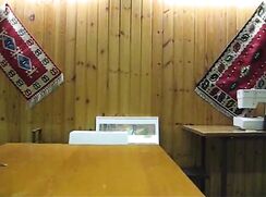 teen cums on table after school