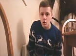 Teen gay porn cums in hand and licks it up