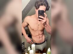 Teen guy jerks a quick one