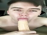 Teen twink sucks and throws up gay porn