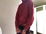 Teen wanking in public toilet