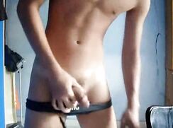 Teen with cute, sexy body strips and jerks porn boys