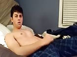 Teenboy jacks off, cums like fountan