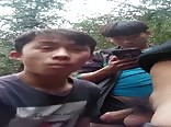 Three Chinese Friends Outside