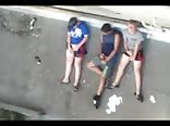 three friends caught jerking