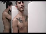 Threesome barebacking in the showers.