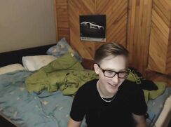 Tiny blonde nerd