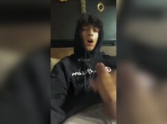 TJ Cums on his hoodie