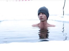 Tough Twink Ice Bath in the Lake