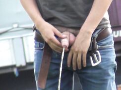 Trucker pissing