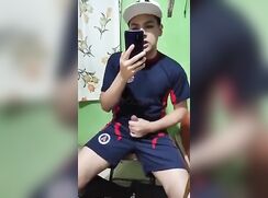 Twink fountain cumshot on the mirror twink porn