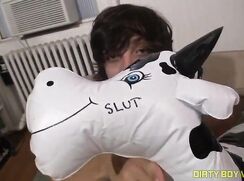Twink fucking inflatable cow