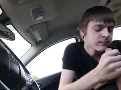 Twink gags on cum