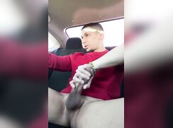 Twink Jerks & Cums in Car 232