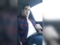 Twink Jerks Off and Cums in Car 300